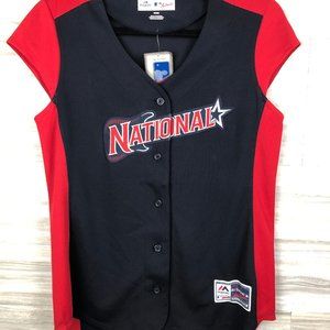 National League Majestic 2019 MLB All-Star Game Jersey - Navy/Red Medium